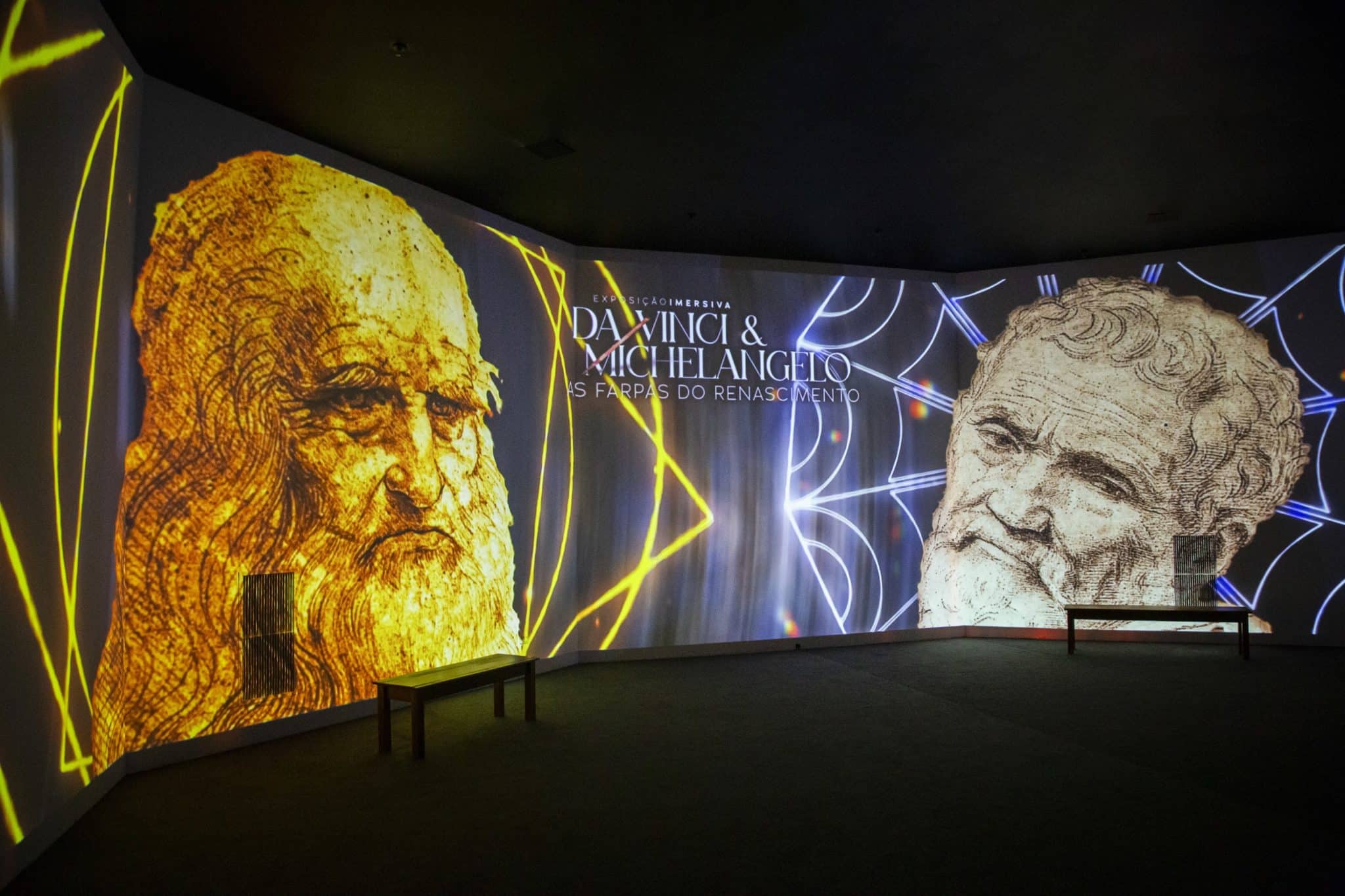 Principais obras de Leonardo Da Vinci e Michelangelo em projeções gigantescas.